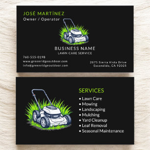 Black Green Lawn Care en Service Professional Visitekaartje