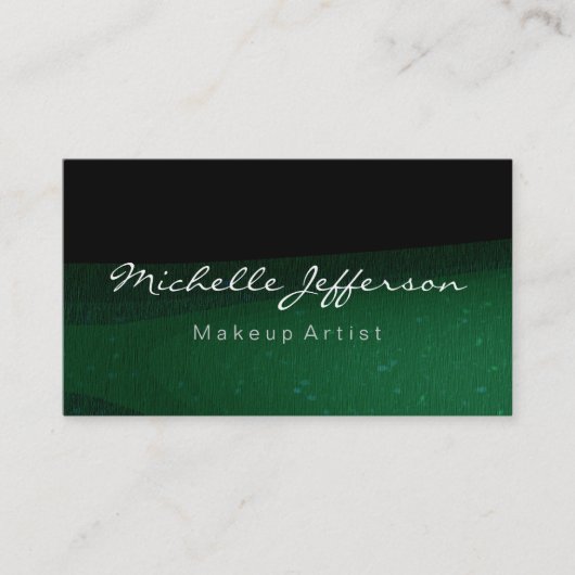 Black Green Makeup Artist Script Visitekaartje (Voorkant)