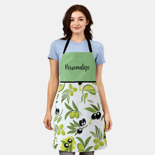 Black & Green Olives Apron Schort (Gedragen)