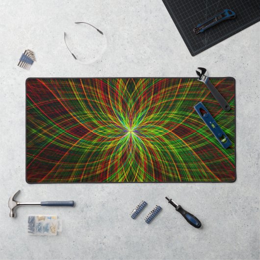 Black Green & Red Mandala Cool Modern Trippy Neon (Poste de travail)