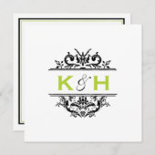 Black & Green Square Crest Invite Kaart (Voorkant / Achterkant)