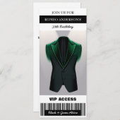 Black Green Tuxedo Verjaardag Ticket Uitnodiging (Voorkant / Achterkant)