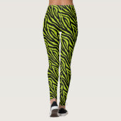 Black Green Zebra Imprimer Motifs Leggings (Dos)