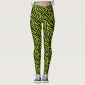 Black Green Zebra Imprimer Motifs Leggings (Devant)