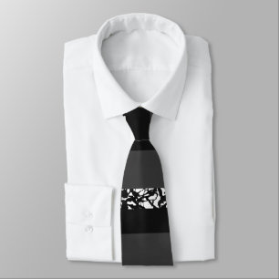 Black Grey and White Abstract Block Stripes Stropdas