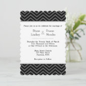 Black Grey Blanc Chevron Invitations de mariage (Debout devant)