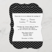 Black Grey Blanc Chevron Invitations de mariage (Devant / Derrière)