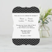 Black Grey Blanc Chevron Invitations de mariage (Debout devant)