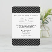 Black Grey Blanc Chevron Invitations de mariage (Debout devant)