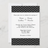 Black Grey Blanc Chevron Invitations de mariage (Devant)
