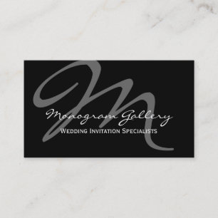 Black Grey Bold Script Monogram Weddenschap Visitekaartje