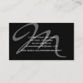 Black Grey Bold Script Monogram Weddenschap Visitekaartje (Achterkant)