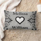 Black Grey Bride Groom Names Floral Wedding Kussen (Deken)