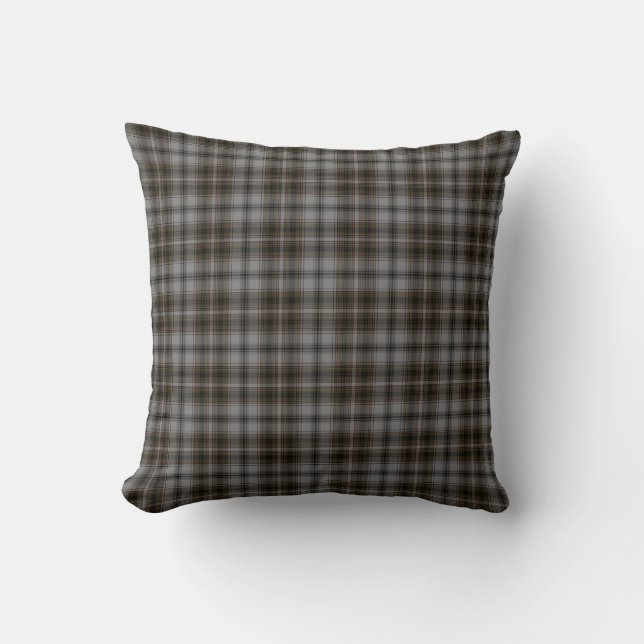Black Grey Brown Tartan Pset Kussen (Voorkant)