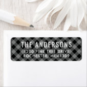 Black Grey Buffalo Pattern Holiday Return Address Etiket (Insitu)