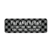 Black Grey Buffalo Pattern Holiday Return Address Etiket (Voorkant)