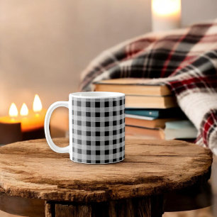 Black Grey Buffalo Plaid Vakantie Koffiemok