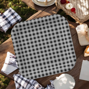 Black Grey Buffalo Plaid Vakantie Papieren Bordje