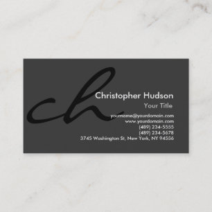 Black Grey Calligraphy Monogram Visitekaartje