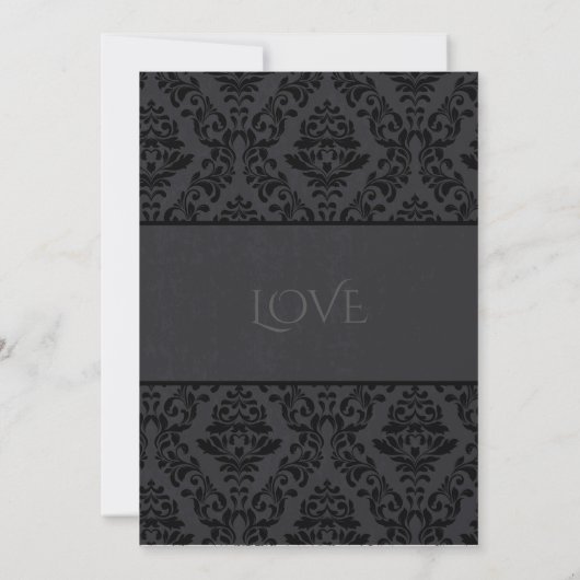 Black & Grey Damask Uitnodigingen (Achterkant)