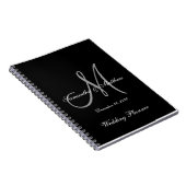 Black Grey Elegant Monogram Weddenschap Notitieboek (Rechterzijde)