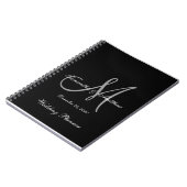 Black Grey Elegant Monogram Weddenschap Notitieboek (Linkerzijde)