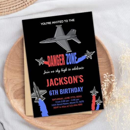 Black Grey Fighter Jet Invitations d'anniversaire