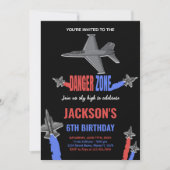 Black Grey Fighter Jet Invitations d'anniversaire (Devant)