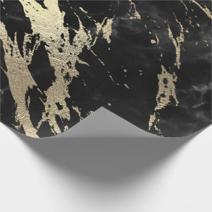 Black Grey Graphite Gold Marble Shiny VIP Cadeaupapier