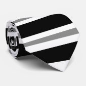 Black Grey Horizontal Stripes Stropdas (Opgerold)