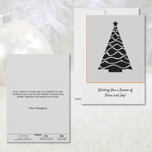 Black & Grey Kerstboom Zakelijke vakantie Kaart
