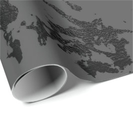 Black Grey Marble Silver Abstracte Strokes Caracol Cadeaupapier