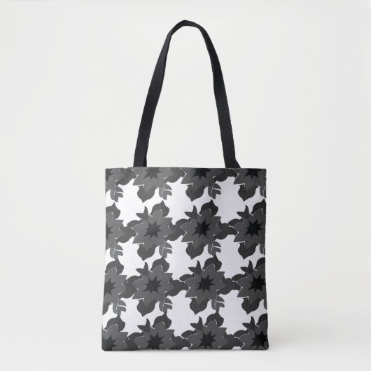 Black Grey Modern Abstract Floral Pattern Draagtas (Voorkant)