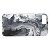 Black Grey Modern Marmer Pattern Barely Case-Mate iPhone Case (Achterkant (Horizontaal))