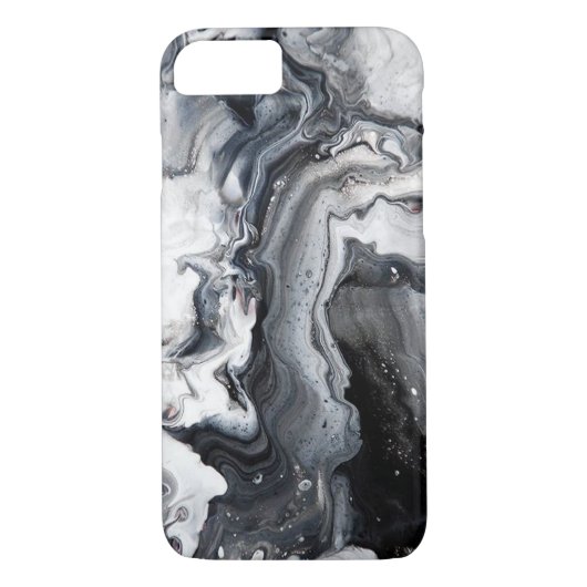 Black Grey Modern Marmer Pattern Barely Case-Mate iPhone Case (Achterkant)