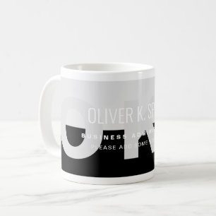 Black Grey Modern Professional Name Coffee Mok