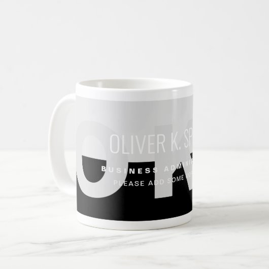 Black Grey moderne Nom professionnel Café Mug (Devant gauche)
