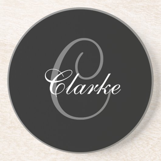 Black Grey Monogram C Wedding Jubileum Onderzetter (Voorkant)