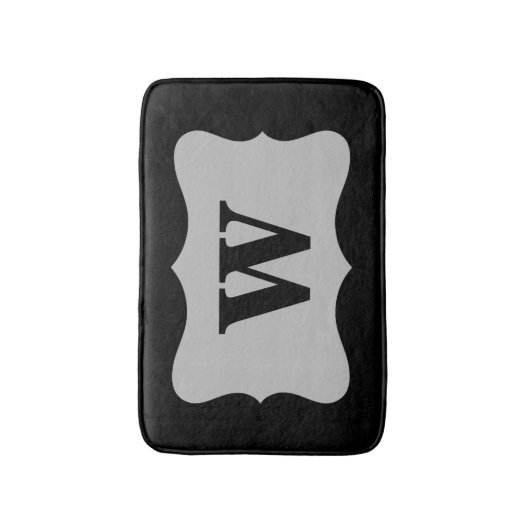 Black Grey Monogram Initiaal Home Decorative Badmat (Voorkant Verticaal)
