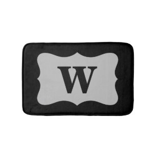 Black Grey Monogram Initiaal Home Decorative Badmat