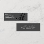 Black Grey Monogram Modern Slim Visitekaartje (Voorkant / Achterkant)