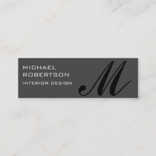 Black Grey Monogram Modern Slim Visitekaartje