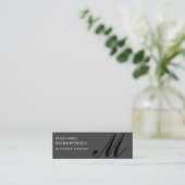 Black Grey Monogram Modern Slim Visitekaartje (Staand voorkant)