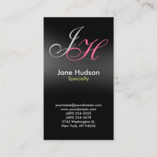 Black Grey Monogram Simple Plain Visitekaartje