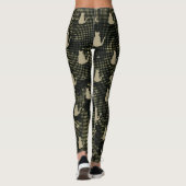 Black Grey Olive Brown Dots Cat Camouflage Pattern Leggings (Achterkant)