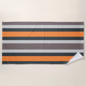 Black Grey Oranje Striped Beach Life Pattern Strandlaken (Voorkant)