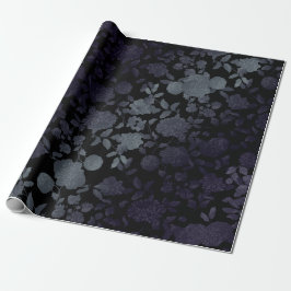Black Grey Paars Ombre Modern Floral Cadeaupapier
