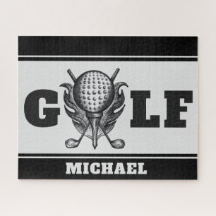 Black Grey Personalized GOLF Ball T-shirt Clubs Sp Legpuzzel