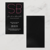 Black Grey Pink Monogram Visitekaartje (Voorkant / Achterkant)