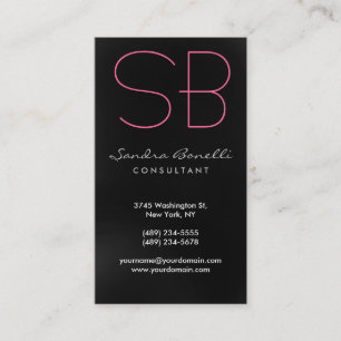 Black Grey Pink Monogram Visitekaartje